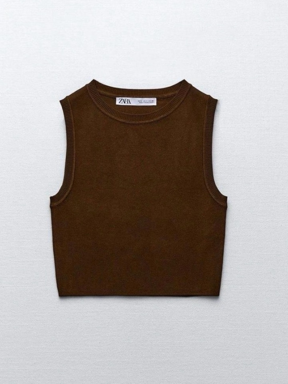 Zara Crop Tank Top Brown Sz Medium